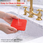 4pc Non Slip Silicone Coaster Set Secure Adhesion Red Blue Yellow