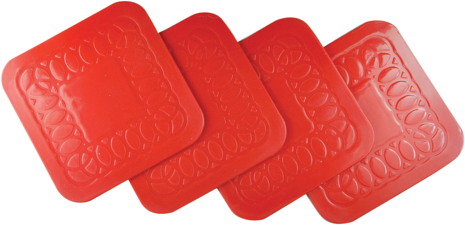 Tenura Anti Slip Silicone Rubber Square Coaster (Pack of 4)