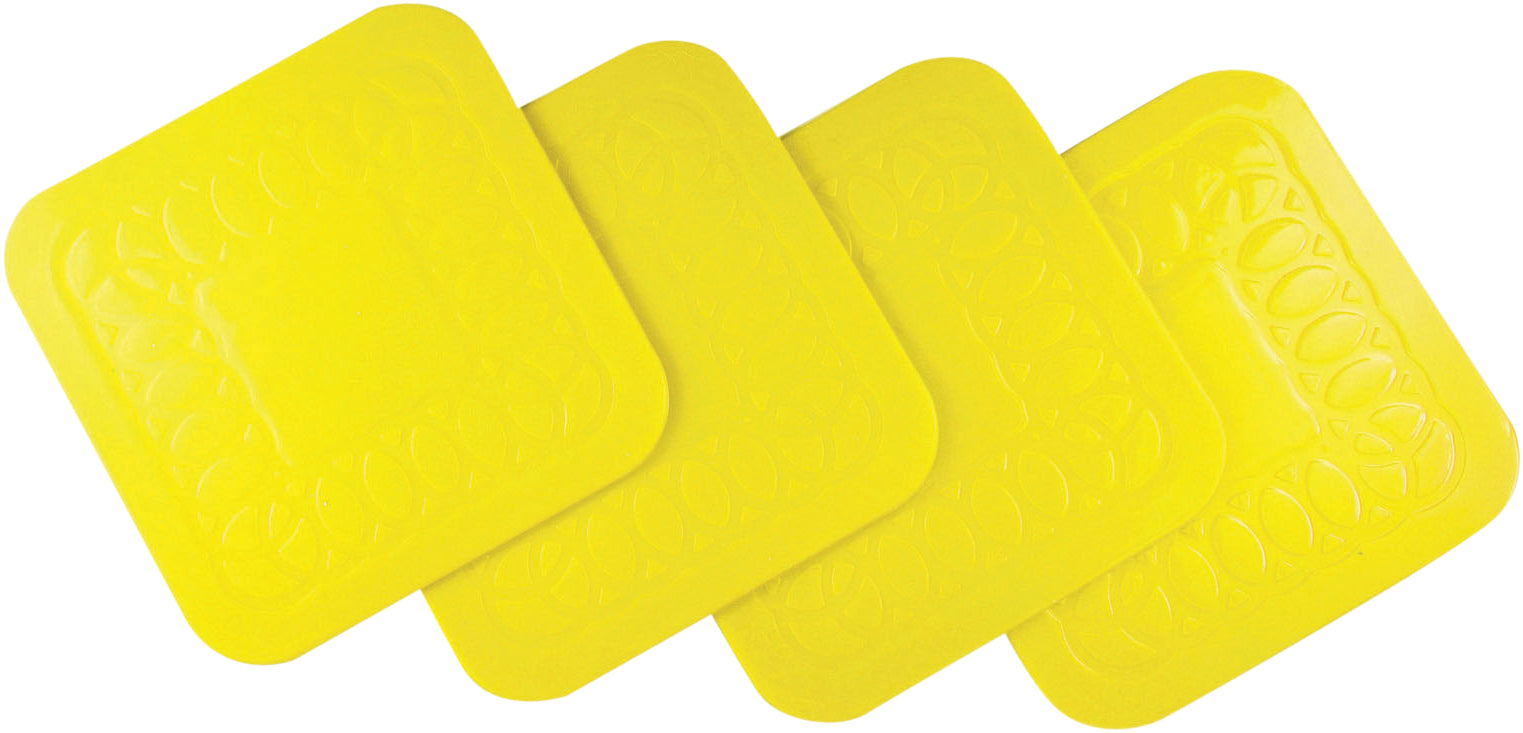 Tenura Anti Slip Silicone Rubber Square Coaster (Pack of 4)