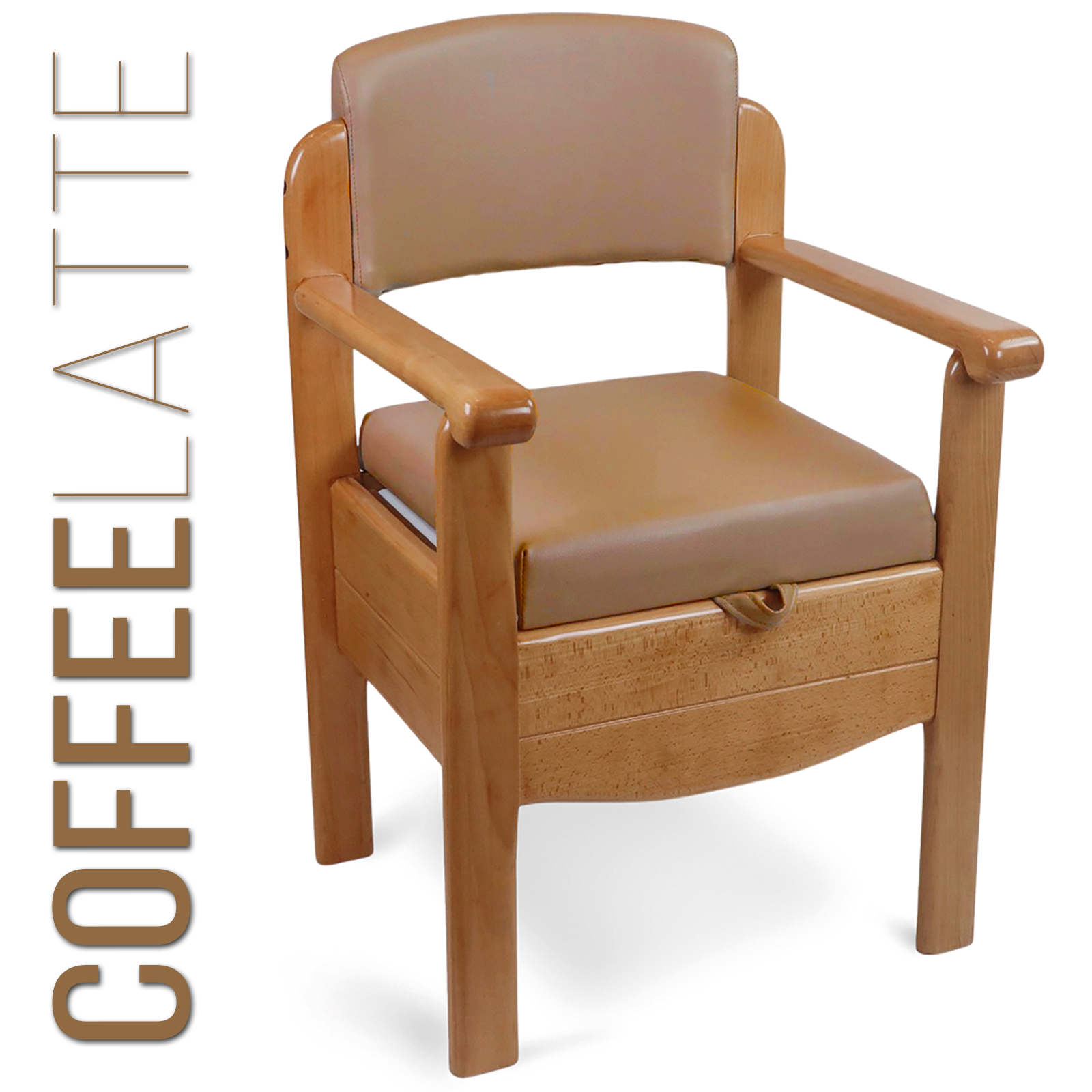 Luxury Wooden Commode Chair Padded Brown Grey Options