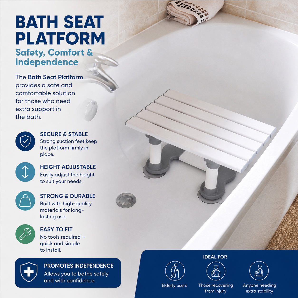 Medina Bath Shower Seat MHRA Mobility 8 Inch
