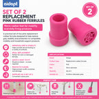 Set Of 2 Replacement Pink Rubber Ferrules 19mm