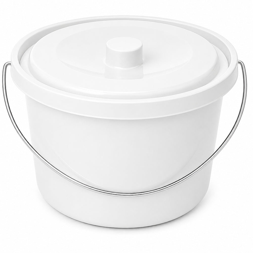 5L Commode Bucket and Lid White with Chrome Handle