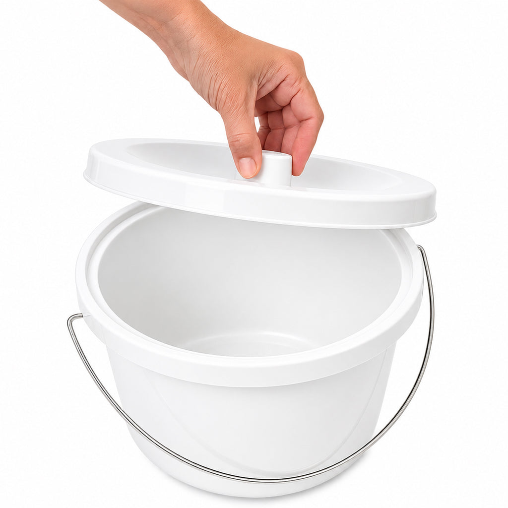 5L Commode Bucket and Lid White with Chrome Handle