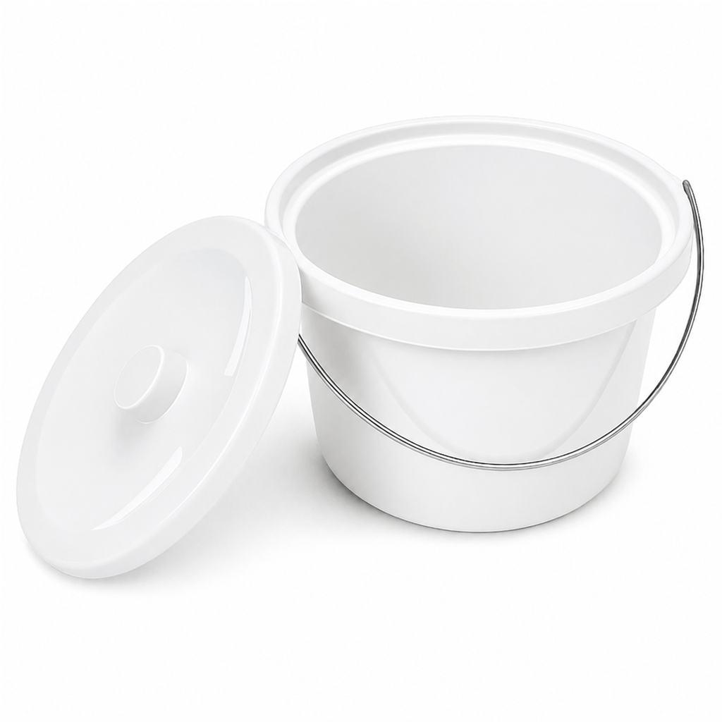 5L Commode Bucket and Lid White with Chrome Handle