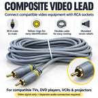 Silver Collection 5m RCA Phono Composite Video Signal Lead CCTV TV Picture