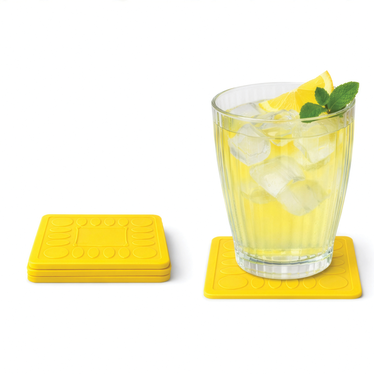 4pc Non Slip Silicone Coaster Set Secure Adhesion Red Blue Yellow