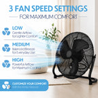 18" (45 cm) Ultra High Velocity Black floor Fan Air Circulator