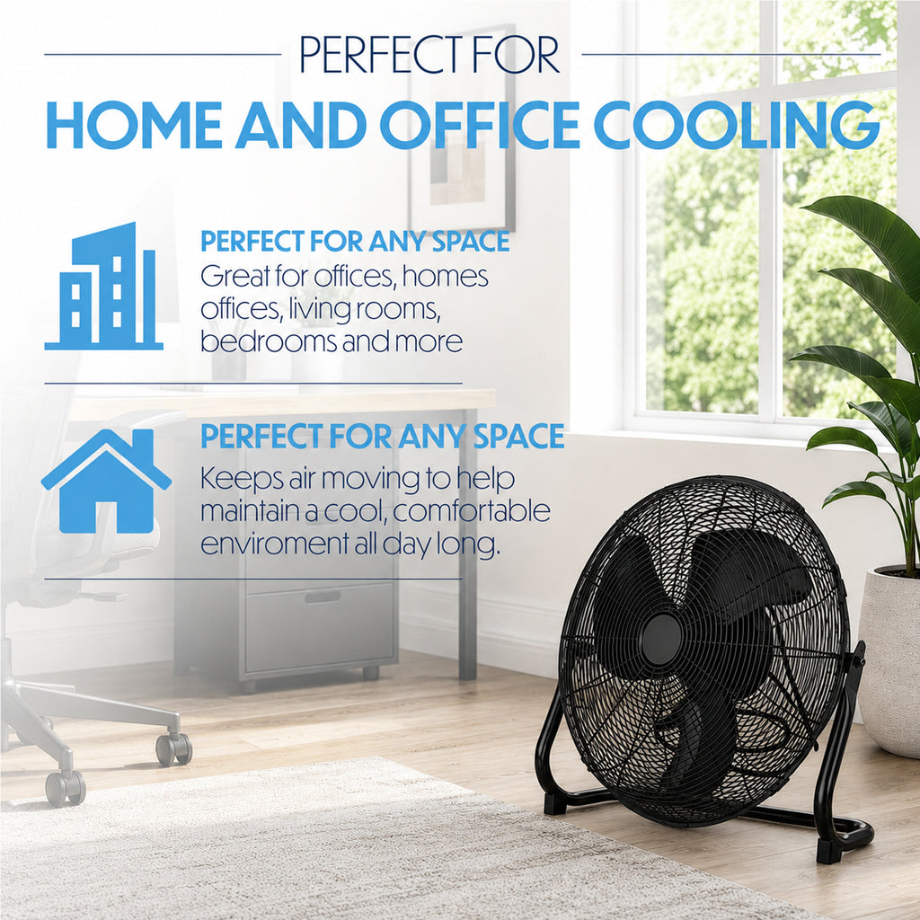 18" (45 cm) Ultra High Velocity Black floor Fan Air Circulator