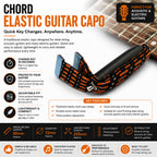 Elastic Capo Chord Easy Install Durable Multi Capo for Acoustic Guitars PAIR