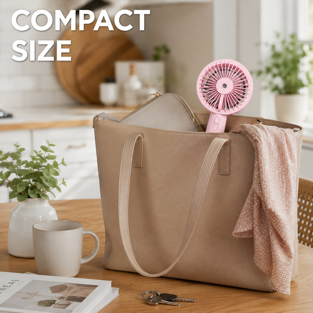 Mini Hand Held Mist Fan With Water Bottle Portable Compact Travel Rechargeable