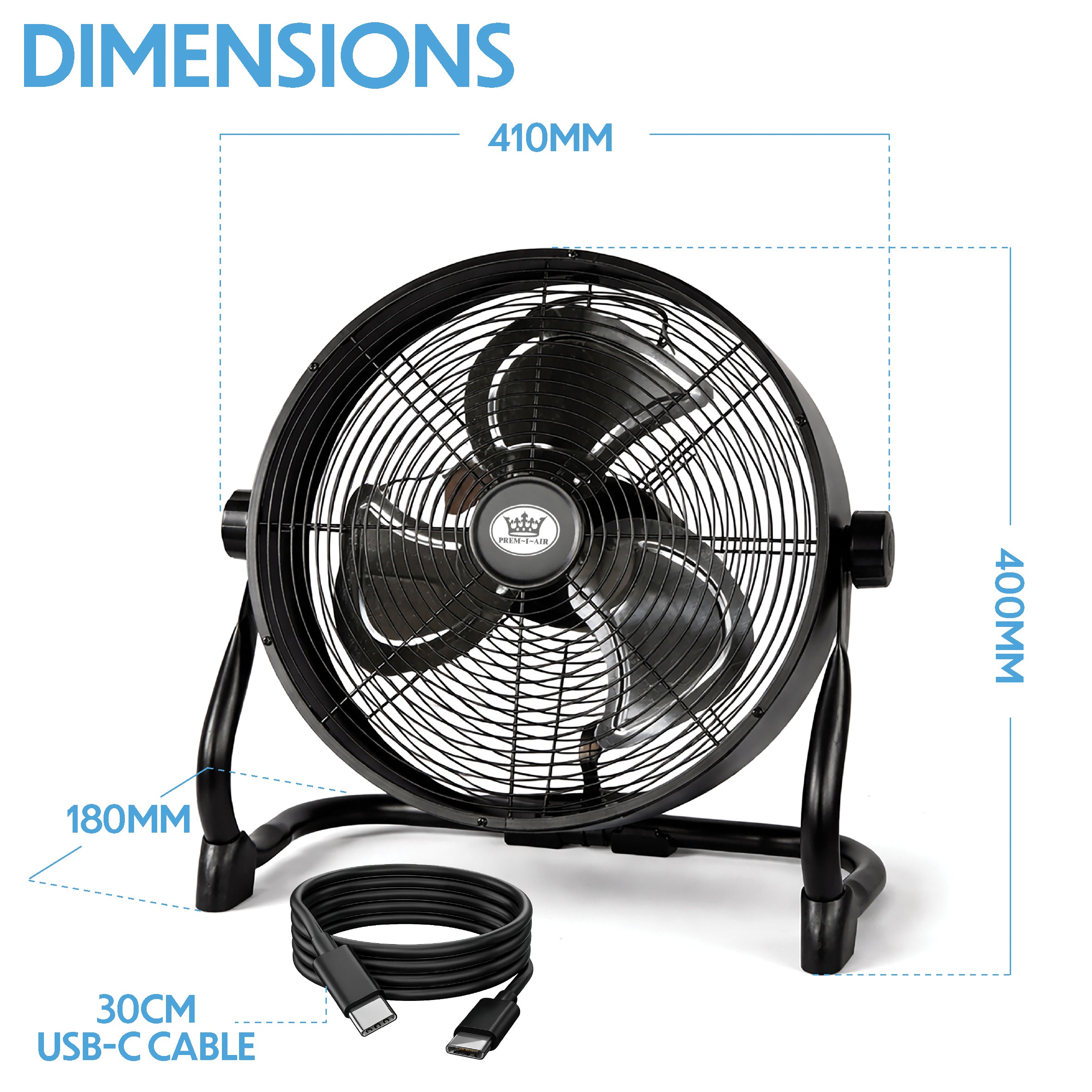 12" Rechargeable Air Circulator Black Wall Floor Fan