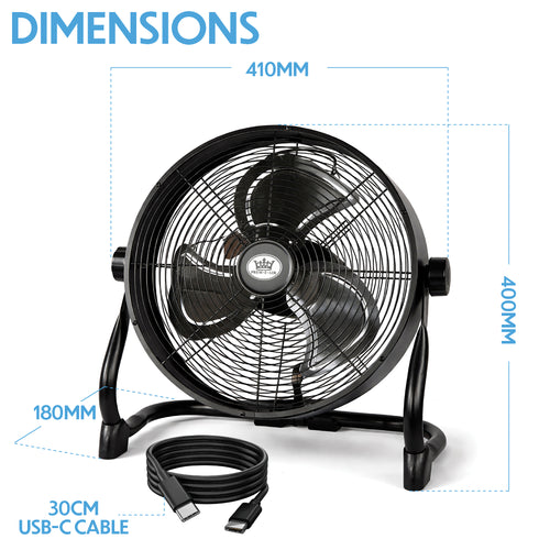 12" Rechargeable Air Circulator Black Wall Floor Fan