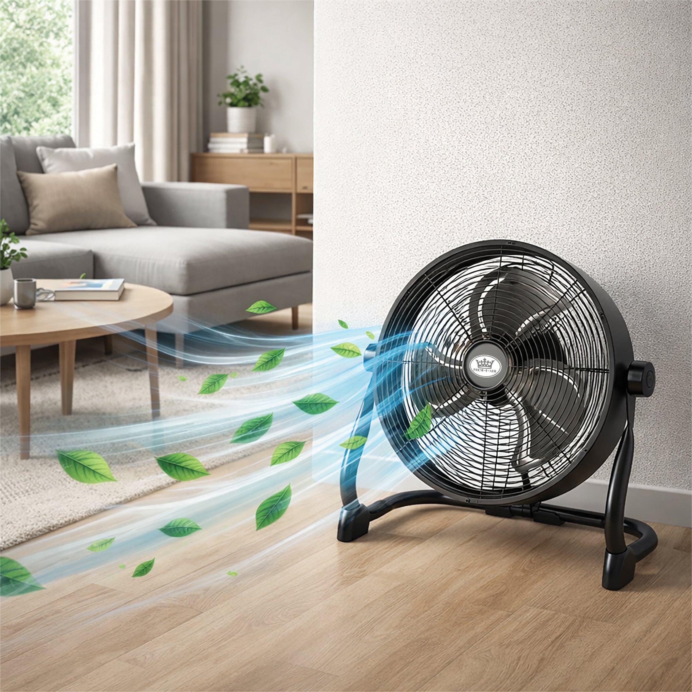 12" Rechargeable Air Circulator Black Wall Floor Fan