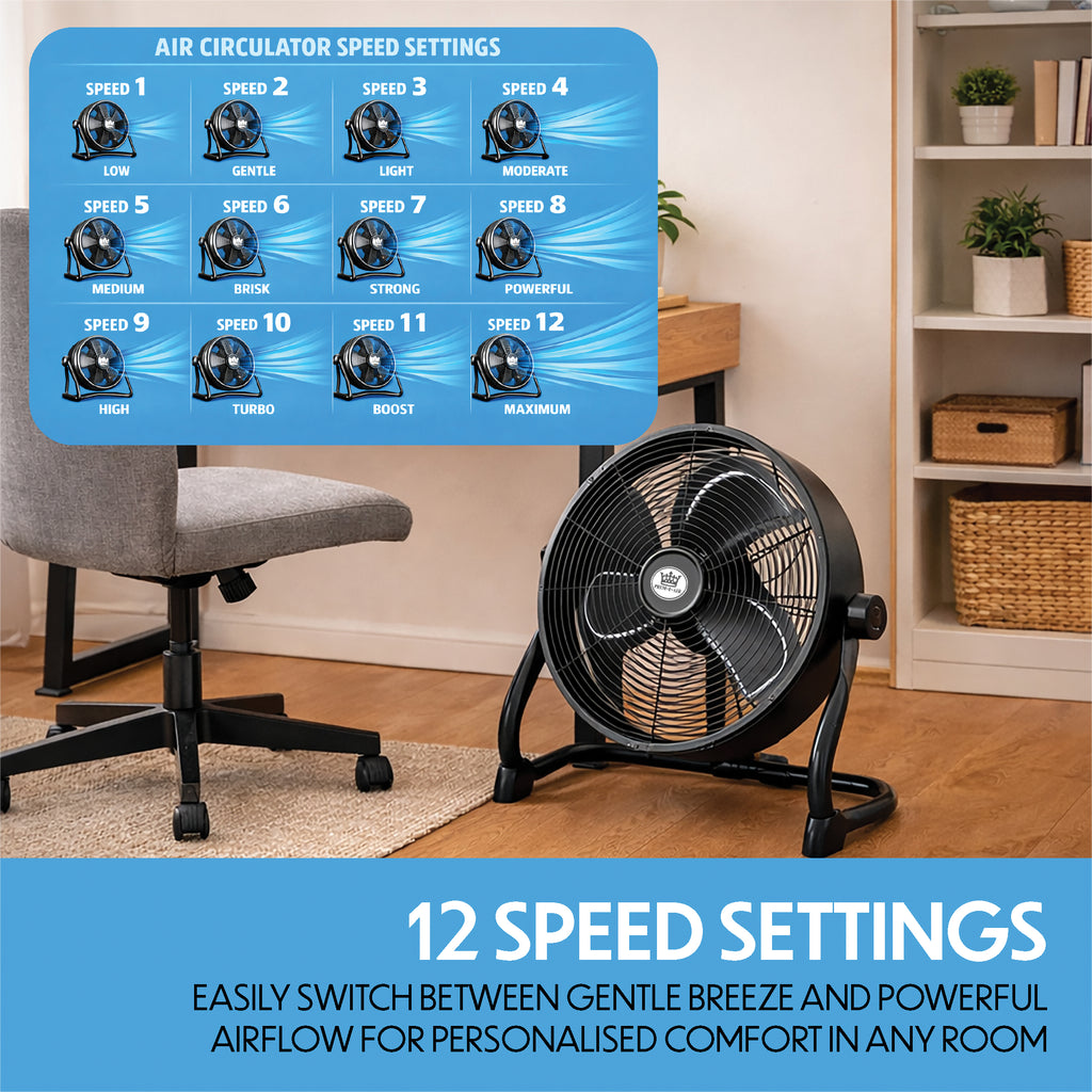 12" Rechargeable Air Circulator Black Wall Floor Fan