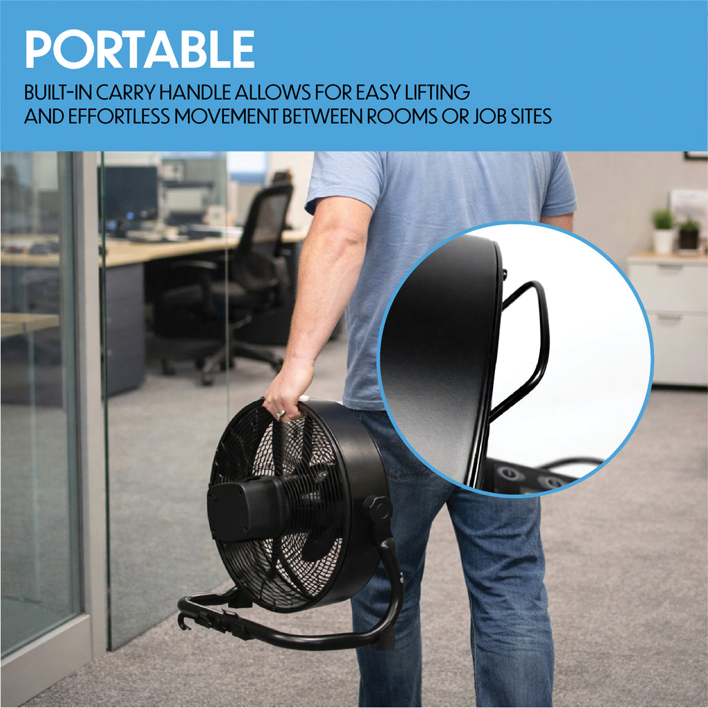 12" Rechargeable Air Circulator Black Wall Floor Fan