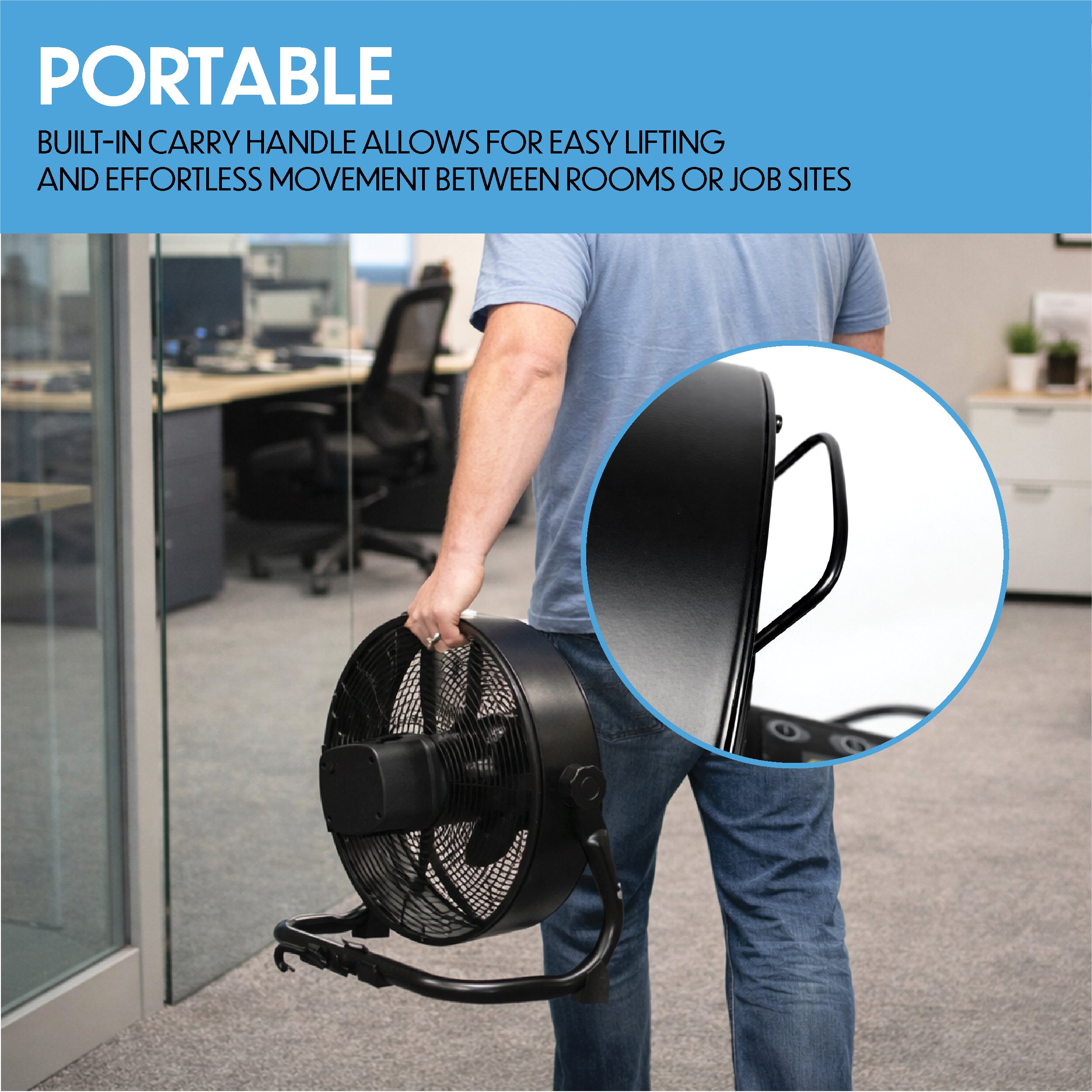 12" Rechargeable Air Circulator Black Wall Floor Fan