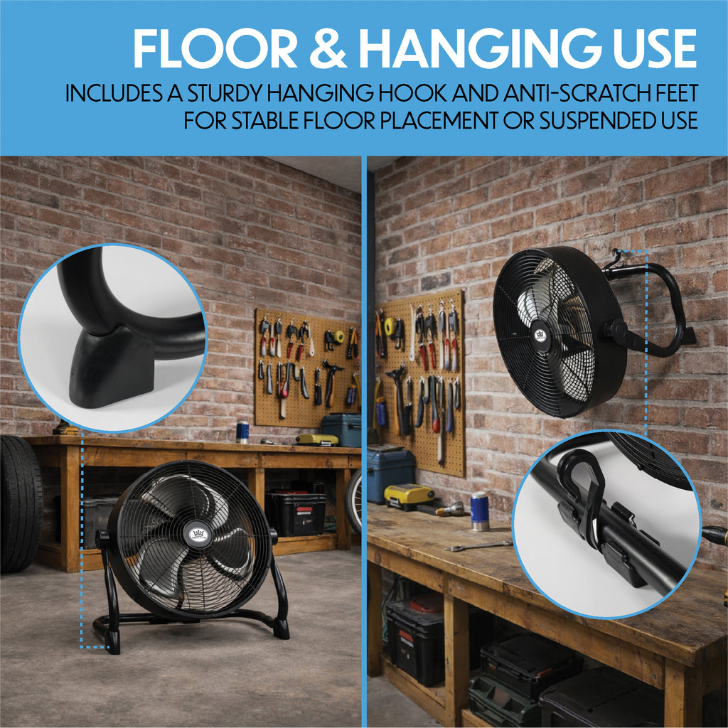12" Rechargeable Air Circulator Black Wall Floor Fan