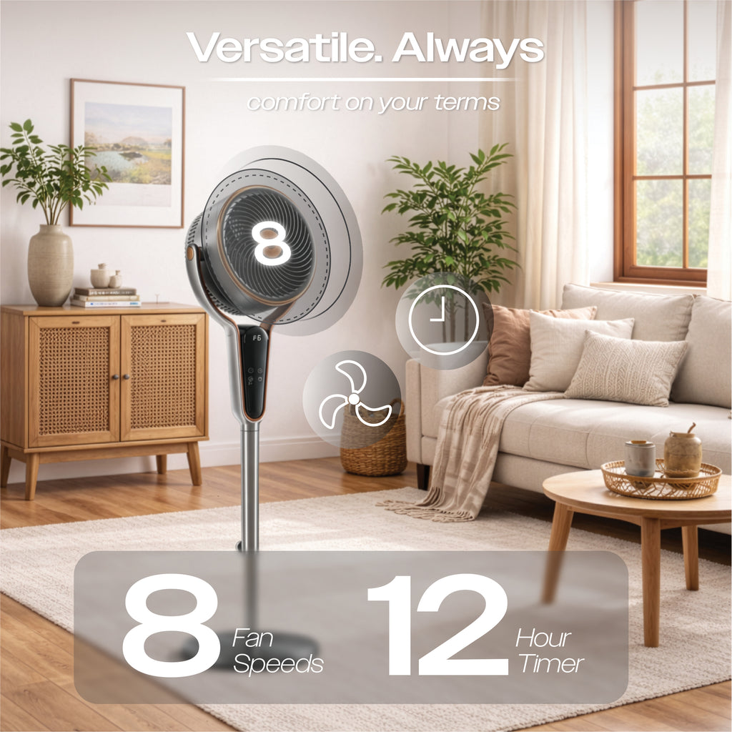 Multi Oscillating 10" Pedestal Stand Fan with Timer and Remote