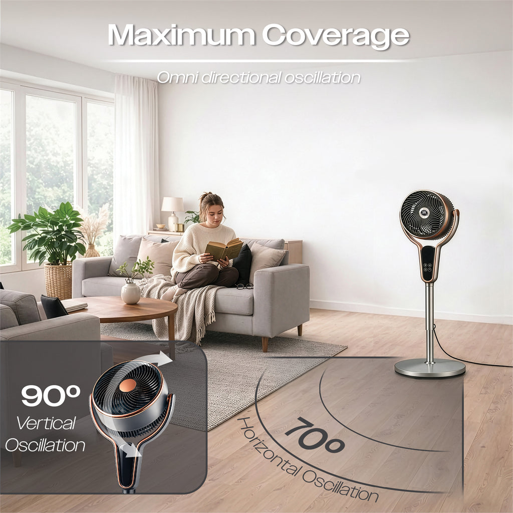Multi Oscillating 10" Pedestal Stand Fan with Timer and Remote