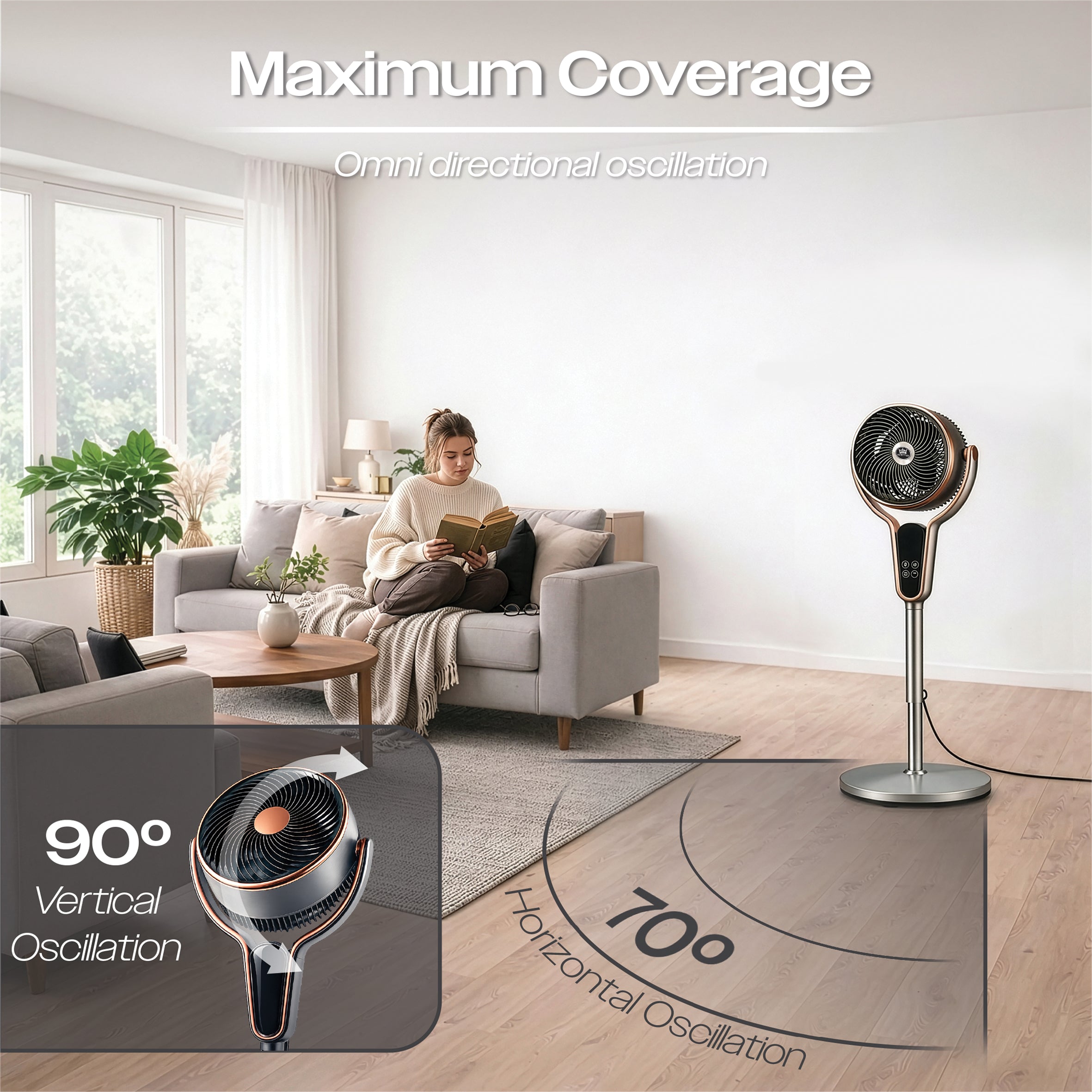 Multi Oscillating 10" Pedestal Stand Fan with Timer and Remote