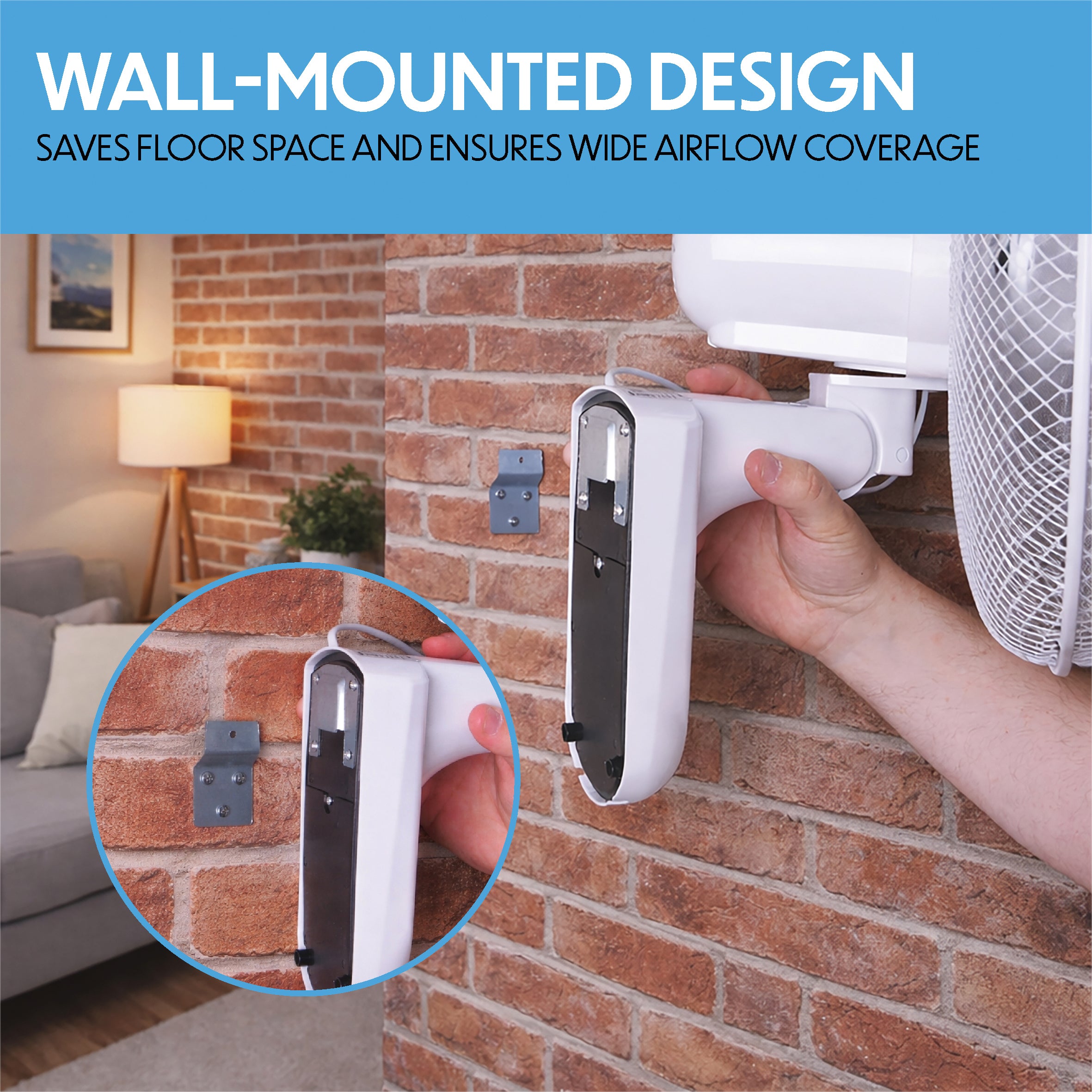 18 inch 3 Speed Oscillating Wall Fan with Remote Control and Timer