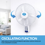 18 inch 3 Speed Oscillating Wall Fan with Remote Control and Timer