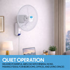 18 inch 3 Speed Oscillating Wall Fan with Remote Control and Timer