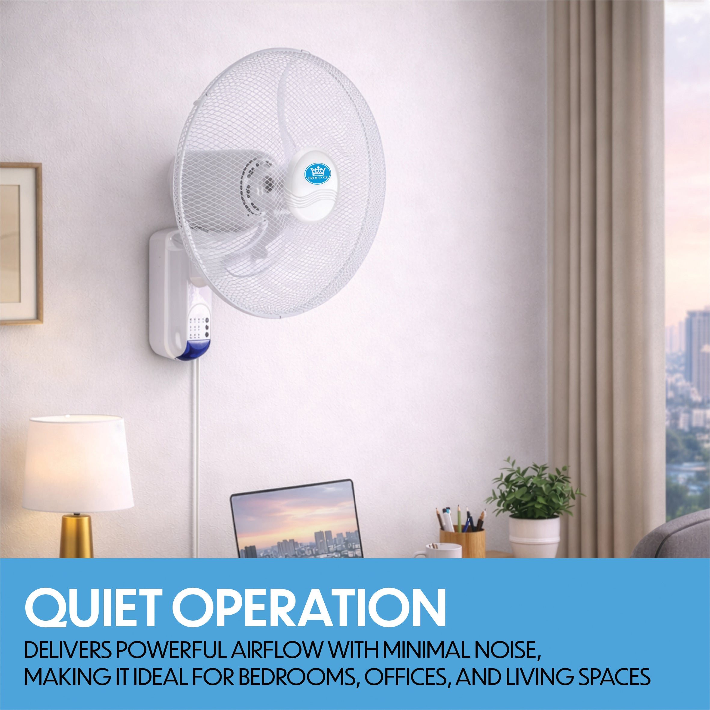 18 inch 3 Speed Oscillating Wall Fan with Remote Control and Timer