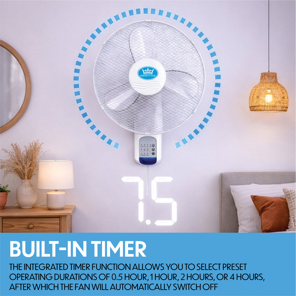 18 inch 3 Speed Oscillating Wall Fan with Remote Control and Timer