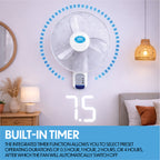 18 inch 3 Speed Oscillating Wall Fan with Remote Control and Timer