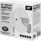 18 inch 3 Speed Oscillating Wall Fan with Remote Control and Timer
