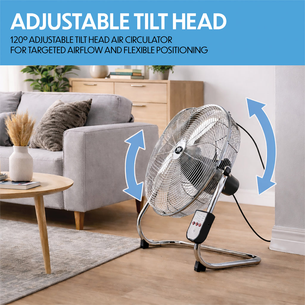 Floor Standing Air Circulator Fans Chrome Metal 3 Speed 12 to 20 inch