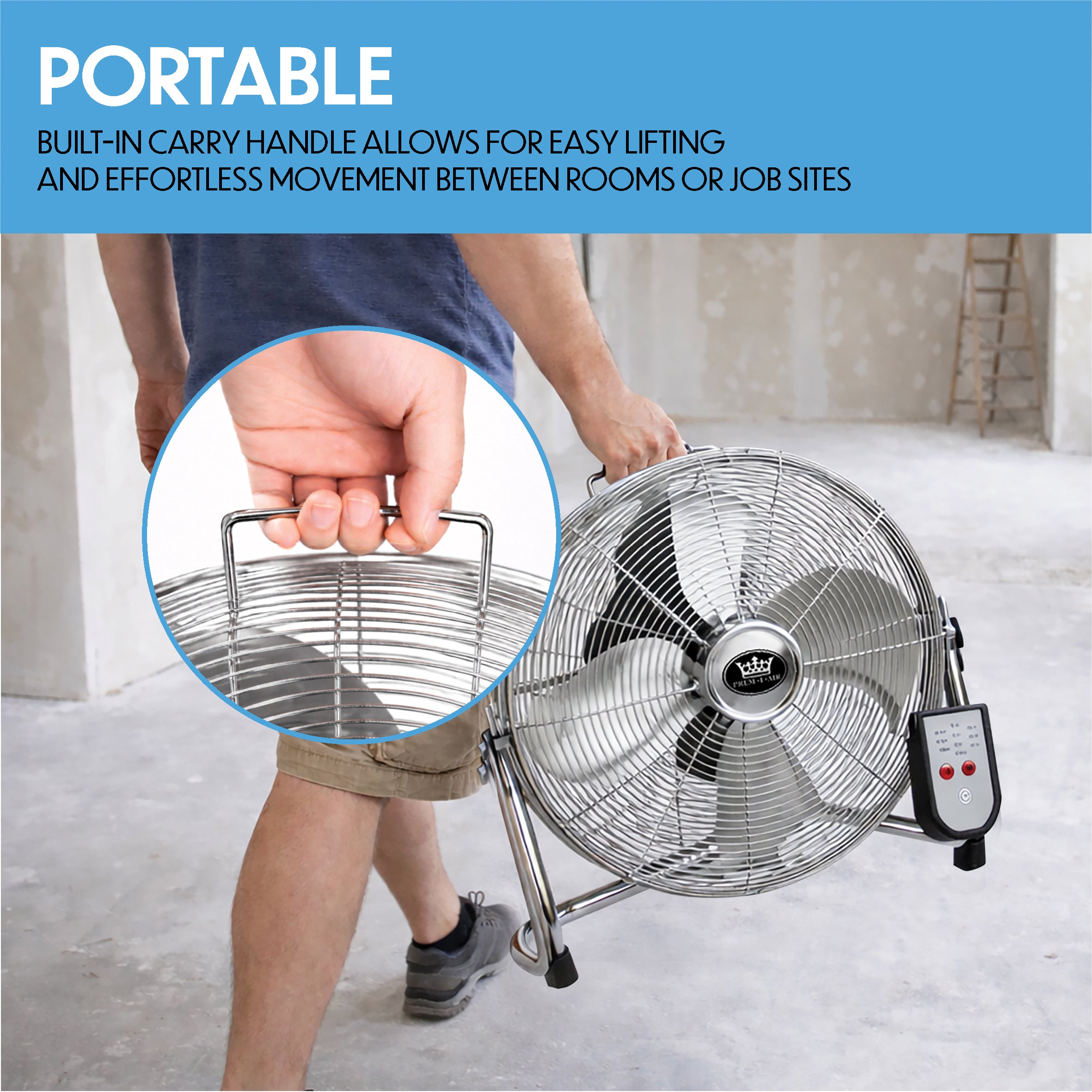 Floor Standing Air Circulator Fans Chrome Metal 3 Speed 12 to 20 inch