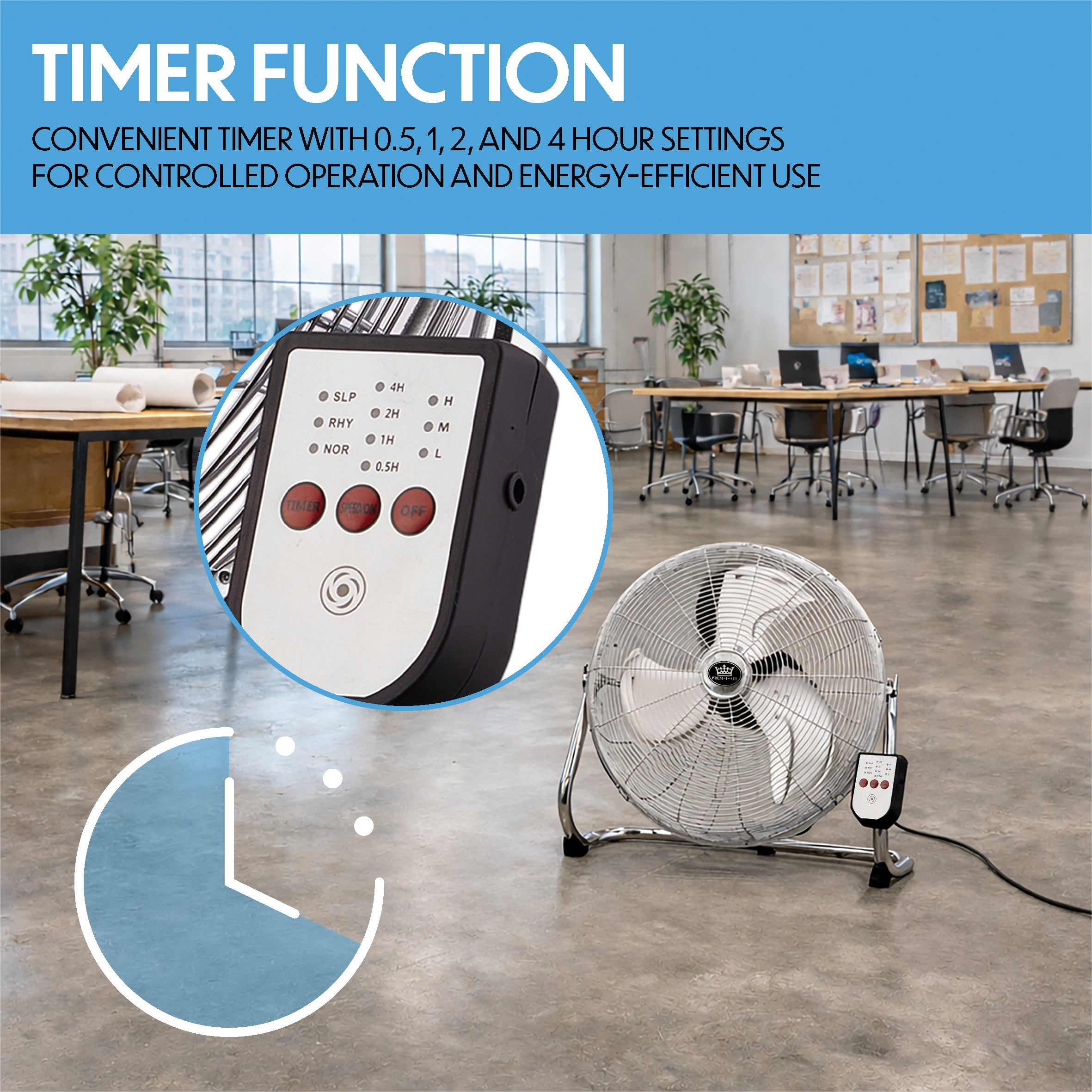 Floor Standing Air Circulator Fans Chrome Metal 3 Speed 12 to 20 inch