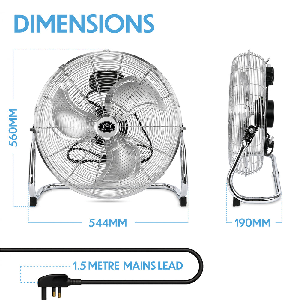 18" Chrome High Velocity Industrial 3 Speed Floor Fan Cooling