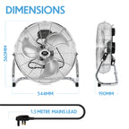 18" Chrome High Velocity Industrial 3 Speed Floor Fan Cooling