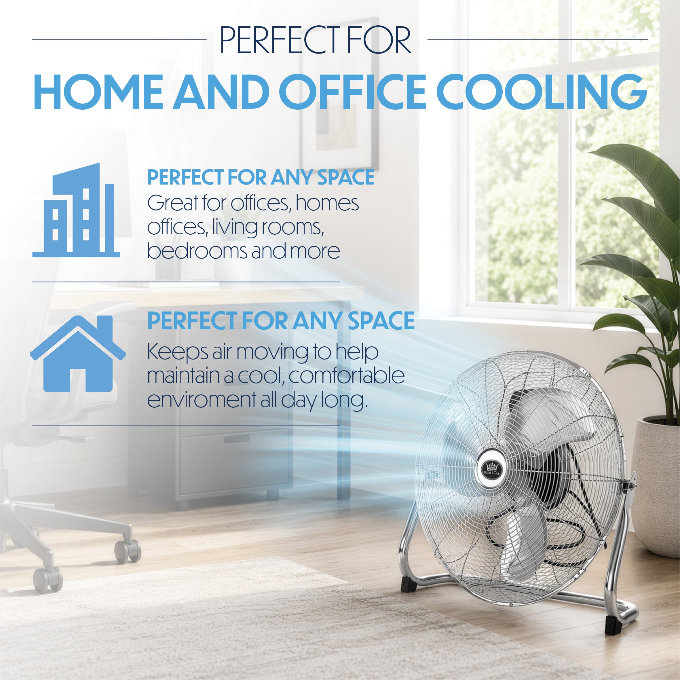 18" Chrome High Velocity Industrial 3 Speed Floor Fan Cooling