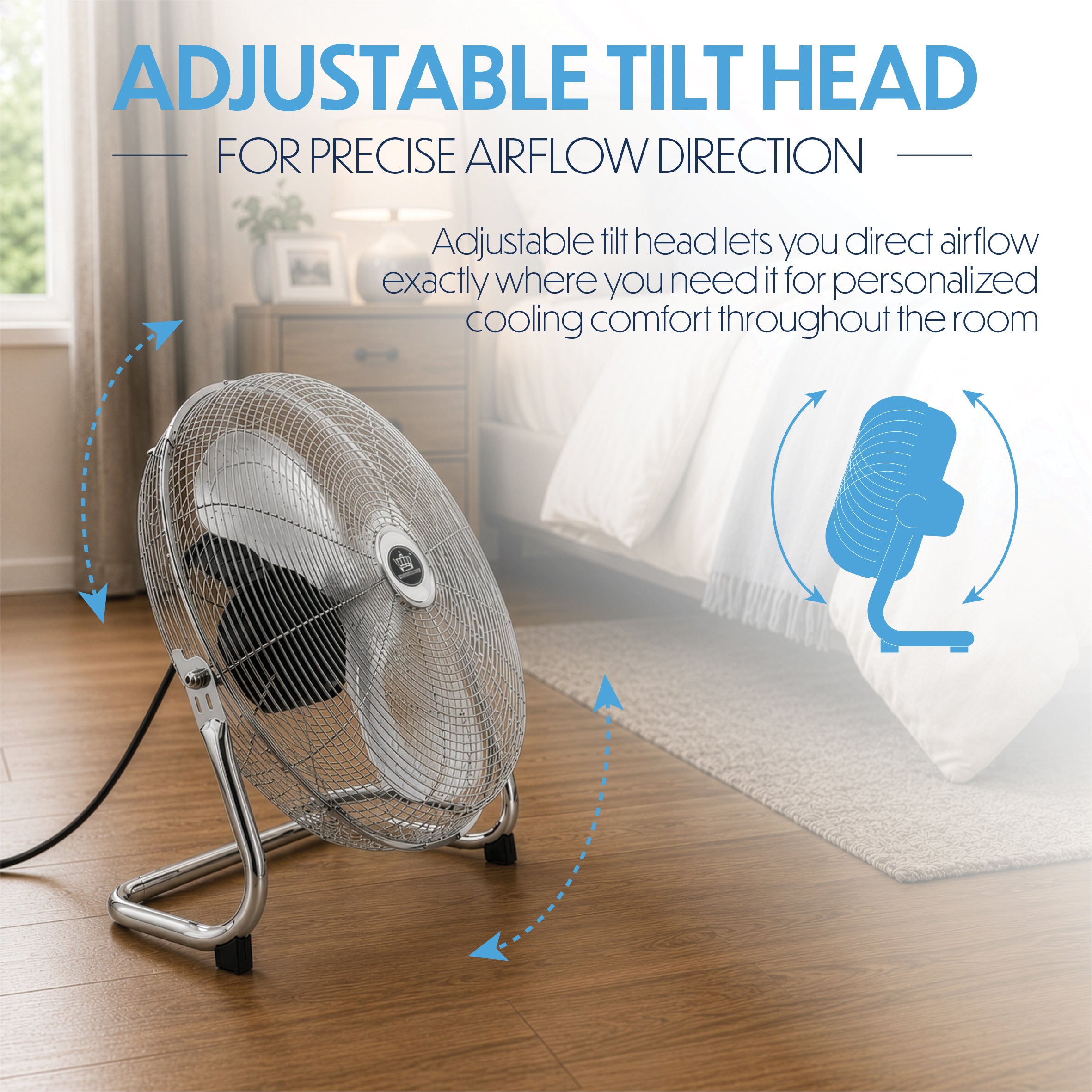 18" Chrome High Velocity Industrial 3 Speed Floor Fan Cooling