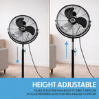 High Velocity 18 Inch Heavy Base Oscillating Pedestal Fan