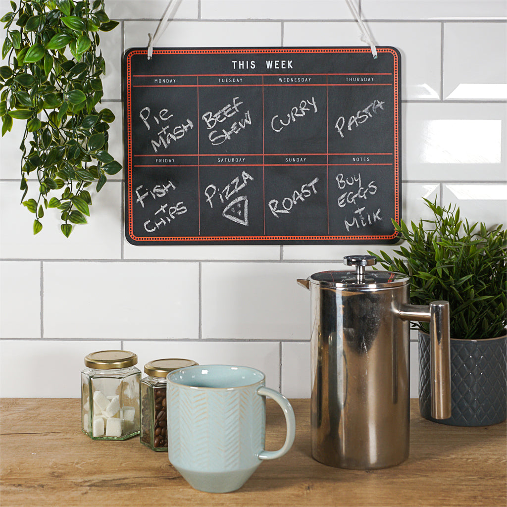 Hanging Chalkboard Week Planner with 8 Section and Blank Reverse Side