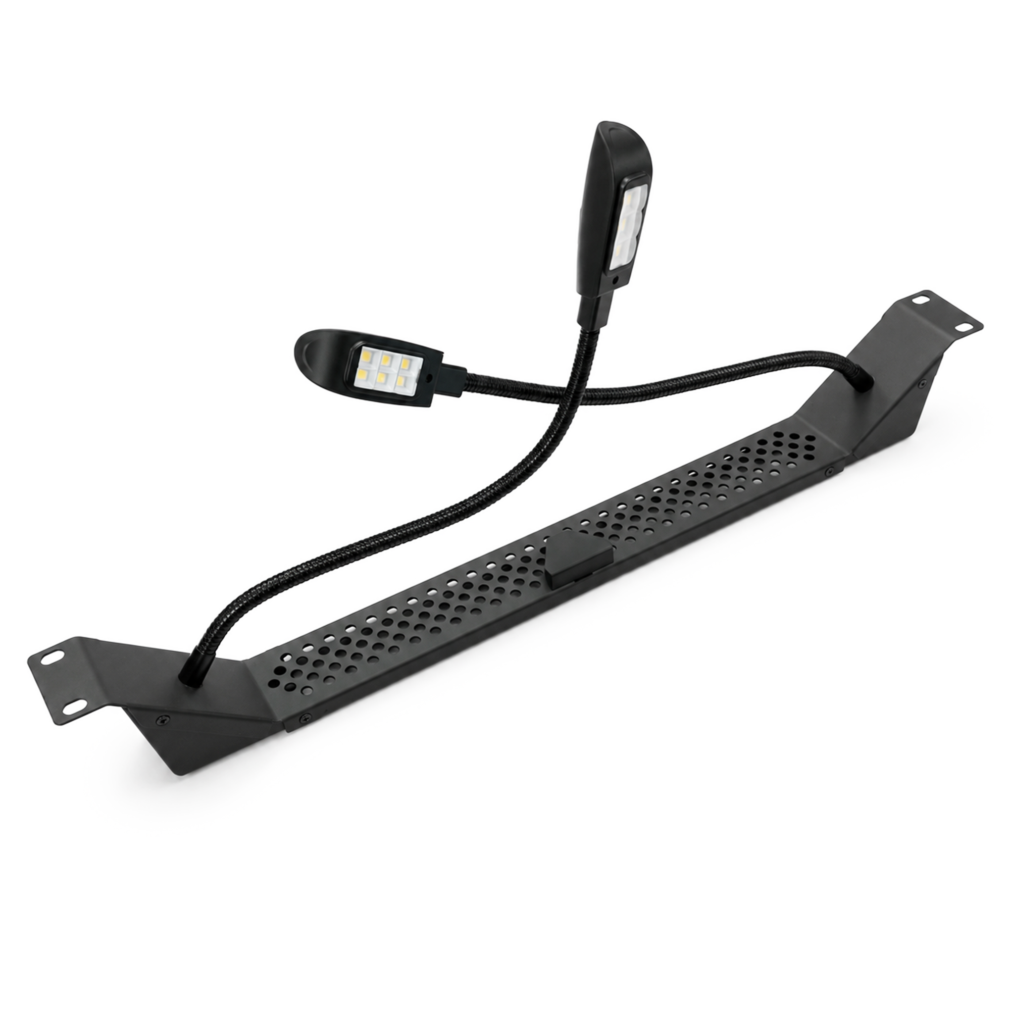 19" Rack Mount Dual Gooseneck LED COB Lights Dimming 1U Rackmountable