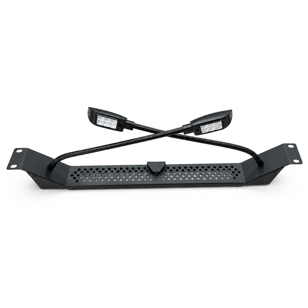 19" Rack Mount Dual Gooseneck LED COB Lights Dimming 1U Rackmountable