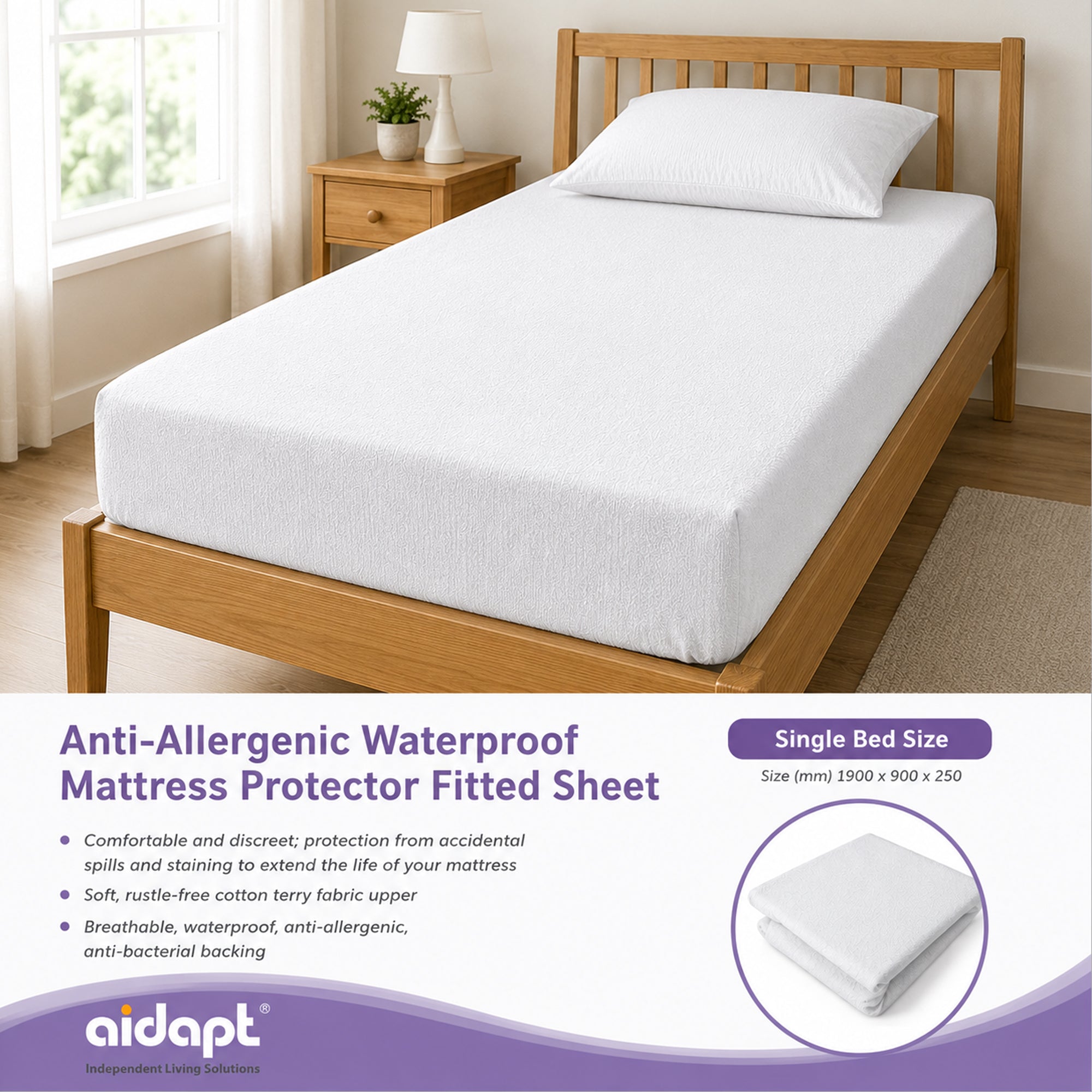 Single Double King Anti-Allergenic Waterproof Mattress Cover