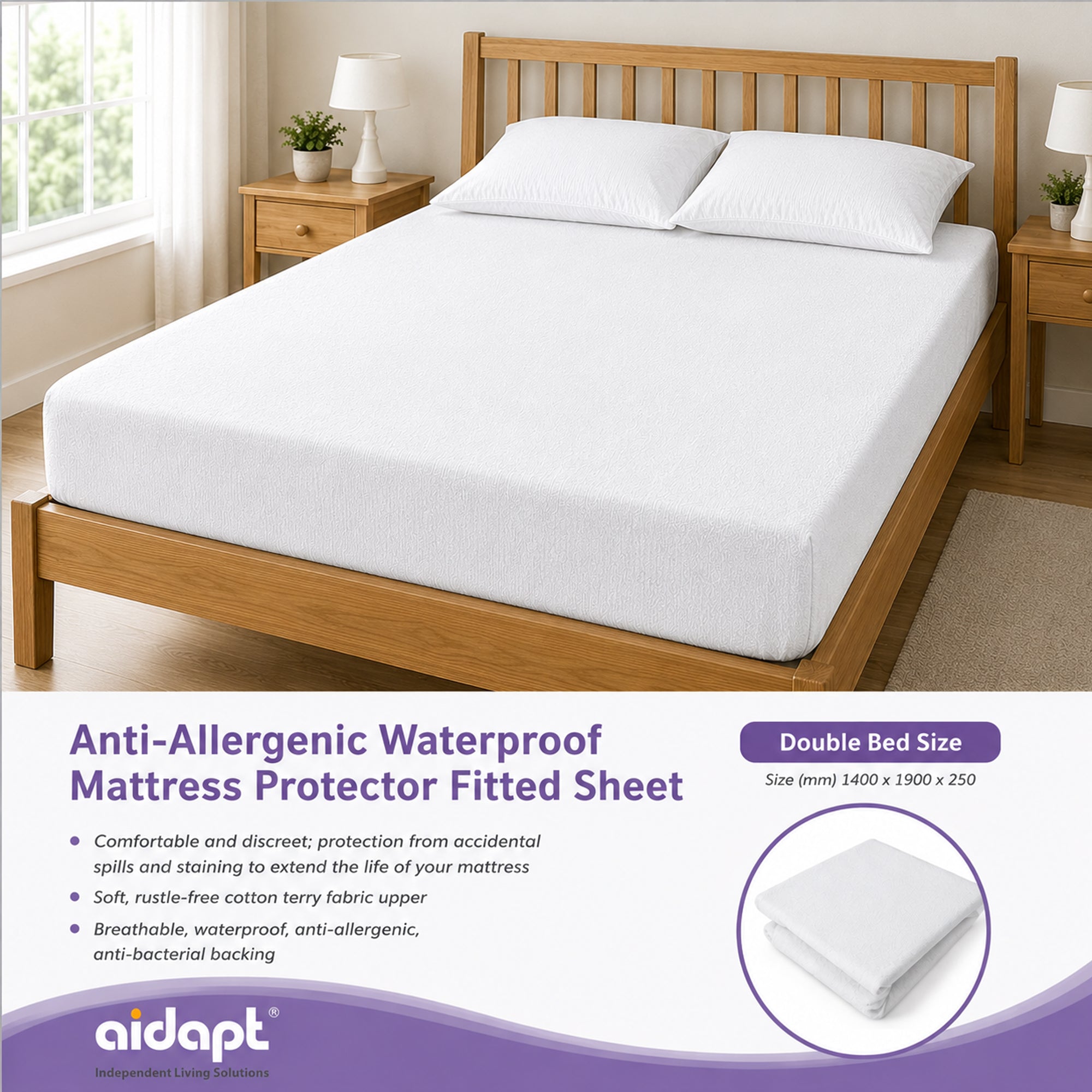 Single Double King Anti-Allergenic Waterproof Mattress Cover