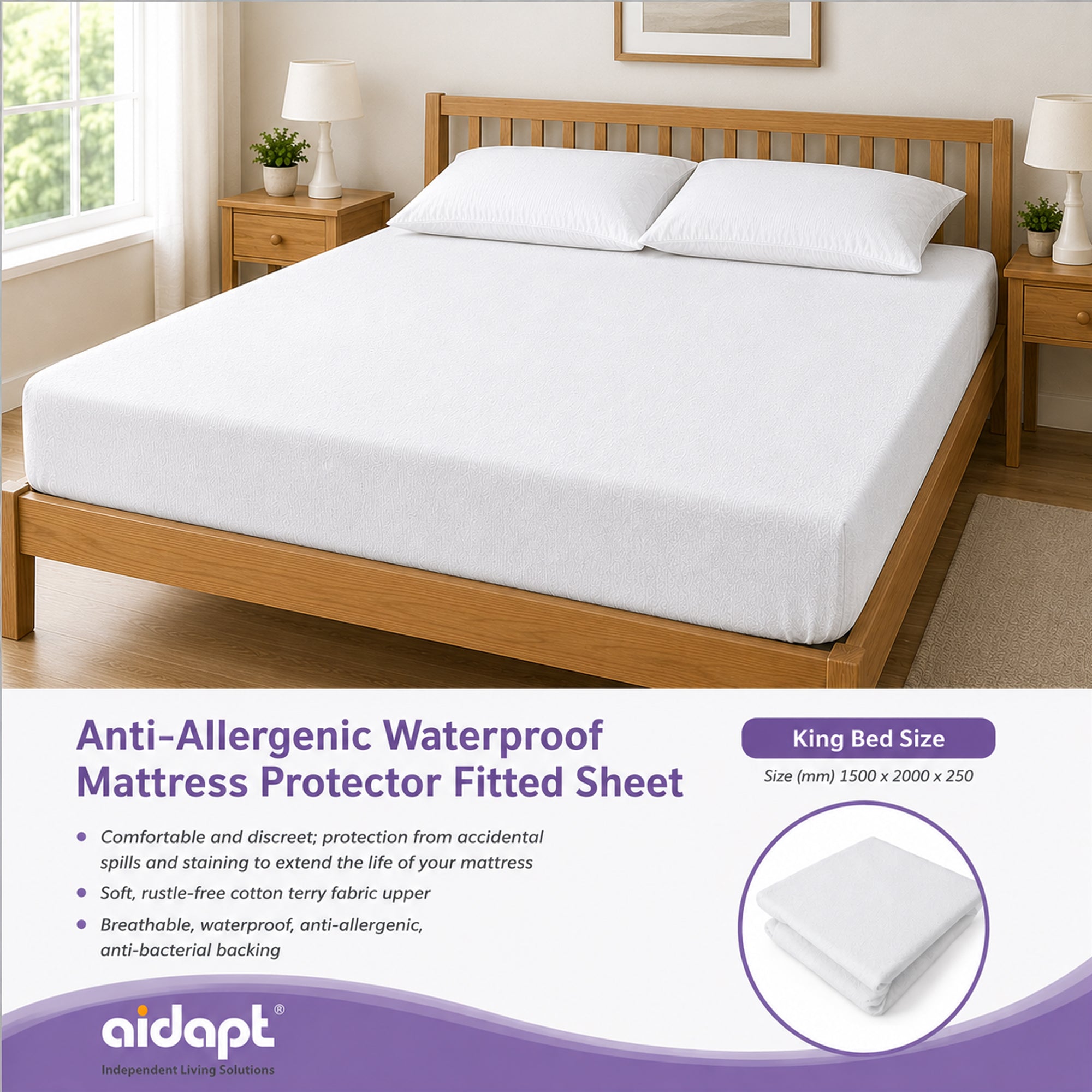 Single Double King Anti-Allergenic Waterproof Mattress Cover